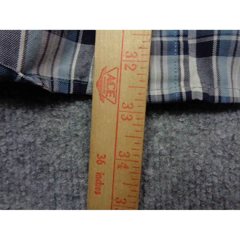 Vintage Big Mac Flannel Shirt  Mens XLT Blue Plaid Pearl Snap Western - Picture 10 of 11